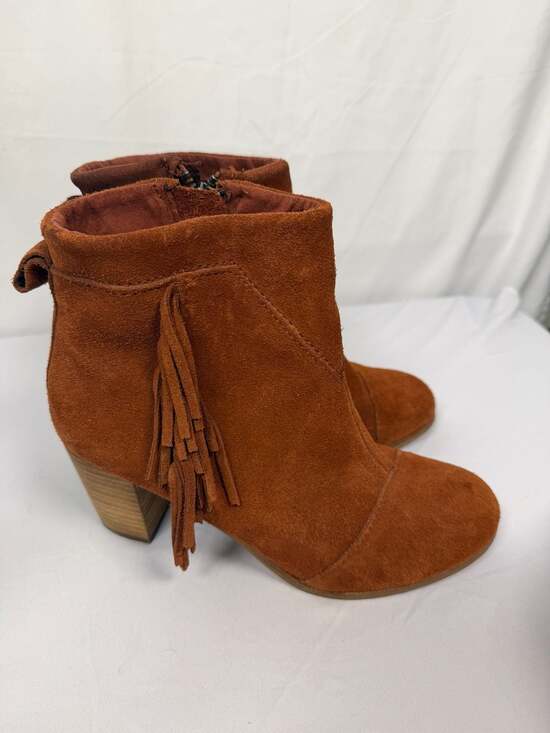 TOMS Shoes - TOMS Lunata Suede Fringe Block Heel Ankle Booties